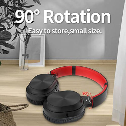 Studio Headphones with Microphone Over Ear Stereo Monitoring Closed Headphones for PC, Phone, Chatting, Music, DJ, Podcast (Classical Black-Red)