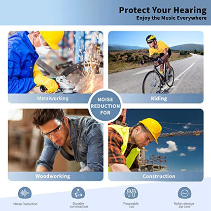 Ear Plugs Bluetooth Headphones for Work, Neckband Wireless Earbuds, Noise Reduction in-Ear Earphones with Mic and Controls, Waterproof Earbuds with 20 Hours Battery, for Industrial Safety