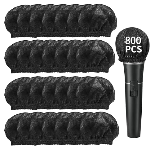 800 Pcs Microphone Cover Disposable,Non Woven | Windscreen Protective Cap for Microphone,3.14 x 2.7 inches / 8 x 7 cm