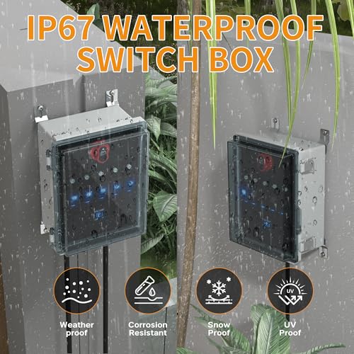 Joinfworld 12V Rocker Switch Box, 5 Gang Toggle Switch Panel | Waterproof, LED Lighted with Breaker, USB & PD Type C Charger, LED Voltmeter, For Marine Boat Automotive Car