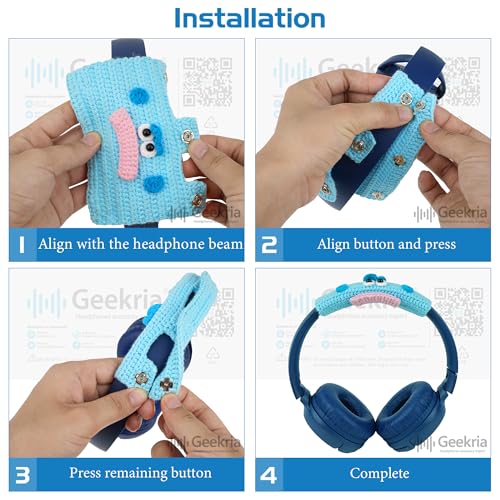 Geekria Knit Fabric Headband Cover Compatible with Bose QC45, QC35 II, Sony WH-1000XM4, Beats Solo4, Studio3, JBL Tune 720BT Headphones, Easy DIY Installation (Blue)
