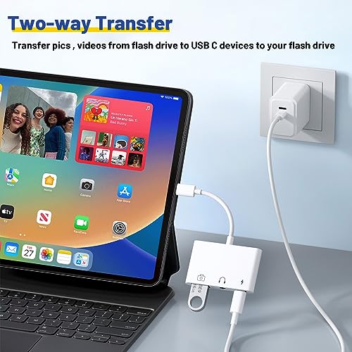 USB C to USB Adapter 3 in 1 USB C to 3.5mm Audio Adapter for iPad USB Adapter