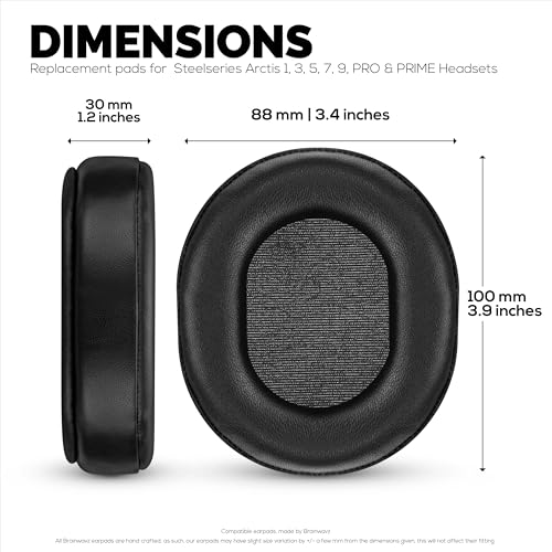 Sheepskin Earpads for Steelseries Arctis 1, 3, 5, 7, 9, PRO & Prime Headsets, Real Leather with Memory Foam - Thicker, Comfier & Long Lasting, by Brainwavz - color: Sheepskin