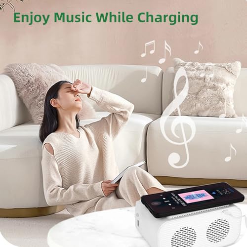 IHAO 7in1 Multifunctional Digital Alarm Clock with 15W Fast Wireless Charger Bluetooth Speaker LED Display Clock FM Radio TF Card, AUX Input, USB Port Dual Alarm for Bedroom and Office-BT510 White - color: 5in1 Wireless Charger Alarm Clock Bt510 White