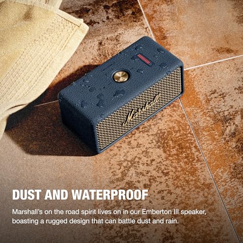 Marshall Emberton III Portable Bluetooth Speaker - Rugged Waterproof/Dust-Proof Design | Loud Stereo Sound, Deep Bass | Compact and Wireless for Travel and Outdoors - Midnight Blue - color: Blue