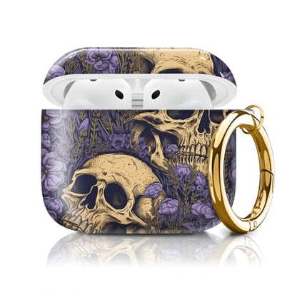 Compatible with AirPods 4th Generation Case 2024, Shockproof Cover with Golden Buckle for Women & Girls, Protective Anti-Drop Design(Cute Purple Skull) - color: Cute purple Skull