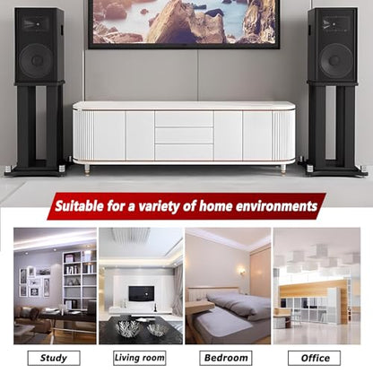 Universal Wooden Speaker Stands Pair, Heavy Duty Floor Standing Speaker Mount, Bookshelf & Studio Monitor Stands for Home Theater Surround Audio System (11.8in) - size: 11.8 in