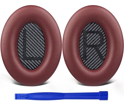 Replacement Earpads Cushions for Bose QuietComfort 35 (QC35) & Quiet Comfort 35 II (QC35 ii) Headphones, Ear Pads with Softer Leather, Noise Isolation Foam, Added Thickness (Burgundy) - color: Burgundy