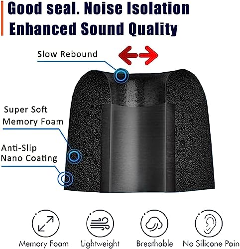 Replacement Memory Foam Tips Foam Sleeves Earbuds for Shure SE215, SE112, SE315, SE425, SE530, SE535 & Klipsch Westone Earphones, [Noise Cancelling] 6PCS 3Pairs S/M/L - size: S/M/L