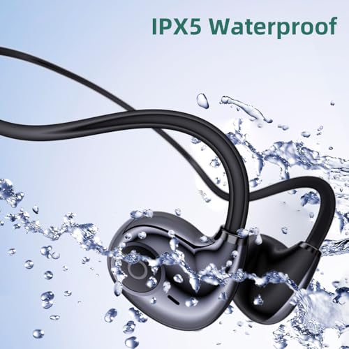 IHAO Air Conduction Wireless Bluetooth Headphones-Open-Ear Design Lightweight & Pain-Free Sweatproof Sport Headphones with Mic Earphone Ideal for Running Cycling and Sports-F805 Black - color: F805 Black