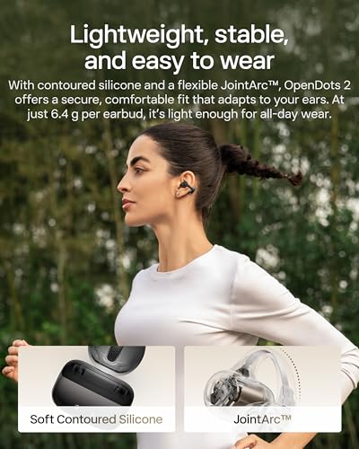 SHOKZ OpenDots 2 Open-Ear Clip-On Earbuds, Black, Dolby Audio, 3 Mics - color: Black