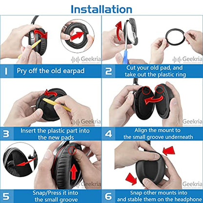 Geekria Replacement Ear Pads for MDR-10RBT, MDR-10RNC, MDR-10R Headphones Ear Cushions, Repair Parts with Video Guide (Black)
