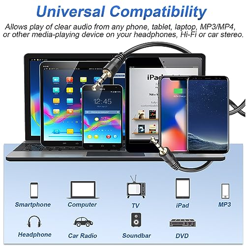 PChero 3.5mm Aux Cable with Volume Control, 4ft TRS Auxiliary Audio Cable | Male to Male Cord, For Headphone Smartphone Car Home Stereos Speaker