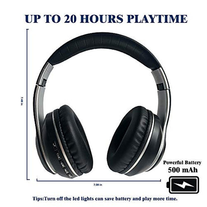 Bluetooth Headphones,Wireless/Wired Over Ear Headset,Hi-Fi Bass Stereo, Built-in Mic,LED Light Up,Foldable,Micro SD/TF, FM for Adult Teen Kid for Phone/Samsung/Pad/PC/Android/Laptop/TV(Black) - color: Black