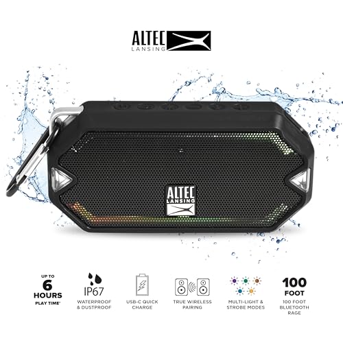 Altec Lansing - Portable Bluetooth Speaker, Waterproof IP67 - color: Black