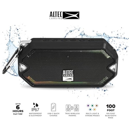 Altec Lansing - Portable Bluetooth Speaker, Waterproof IP67 - color: Black