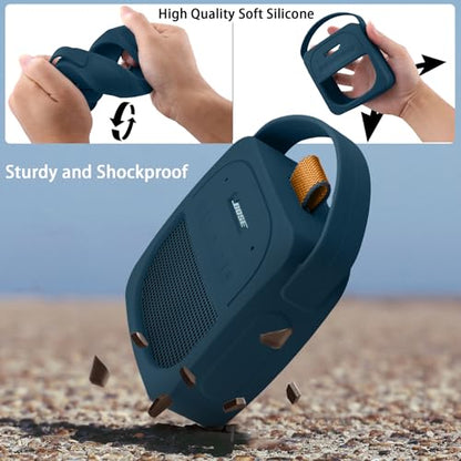for Bose New SoundLink Micro 2nd Gen Speaker Silicone Case, Twilight Blue | 1:1 Molded Fit, Shock Absorption, Metal Carabiner, Flexible Carry Handle, Anti-Slip Texture, Elastic Recovery - color: Dark Blue Case