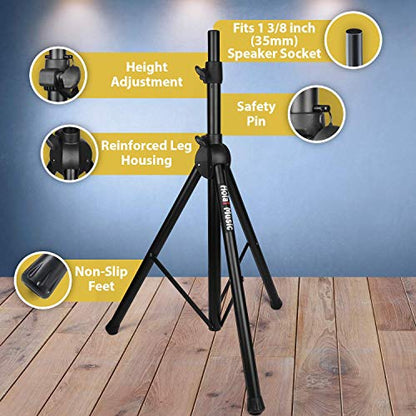 Hola! Music Pair PA Speaker Stands Heavy Duty Tripod Adjustable 4-6ft