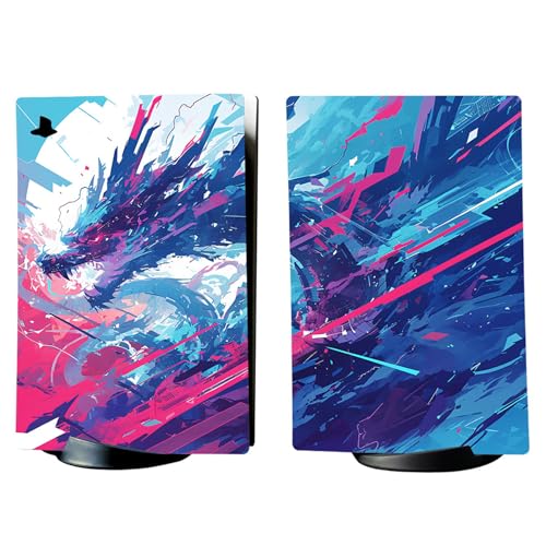 PlayVital Full Set Skin Decal for ps5 Console Digital Edition, Sticker Vinyl Decal Cover for ps5 Controller & Charging Station & Headset & Media Remote - Neon Dragoon - color: Neon Dragoon