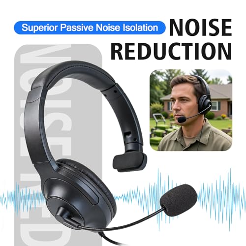 Single Sided Headphone Boom Mic Ptt Earpiece Over The Ear Two Way Radio Headset for Baofeng Retivis Kenwood Arcshell 2 Pin uv5r bf-888s h-777s rt21 rt22 ar-6 Walkie Talkies (Big Earmuff)