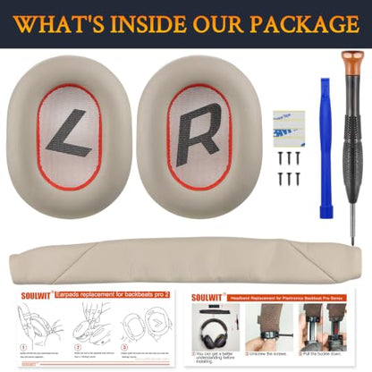 SOULWIT Replacement Kit for BackBeat Pro 2, Voyager 8200 - Beige - color: Beige