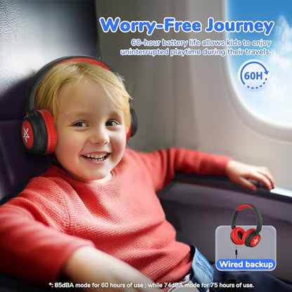 iClever BTH22 Kids Bluetooth Headphones for Toddler Travel, 60H Play Time | SafeSound Tech3.0, Stereo Sound, USB C Fast Charging, AUX Cable, Kids Wireless Headphones for Girls/Boys/Tablet/PC/School - color: Black