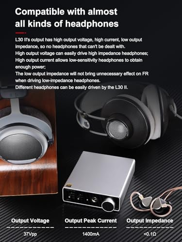 TOPPING L30 II NFCA Headphone Amplifier, 0.3uV Ultra-Low Noise, 144dB Dynamic Range, 0.00006% THD+N, Three Gain Settings, Compatible with High/Low Impedance Headphones (L30 II - Black) - color: L30 II - Black
