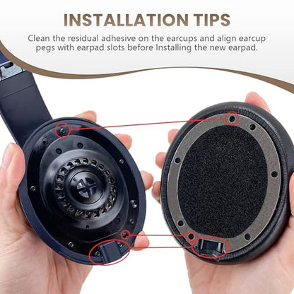 Studio Pro Headphone Ear Pads, Replacement Earpads/Cushions for Beats Studio Pro, with Premium Protein Leather, Resilient Memory Foam, Added Thickness - color: Black