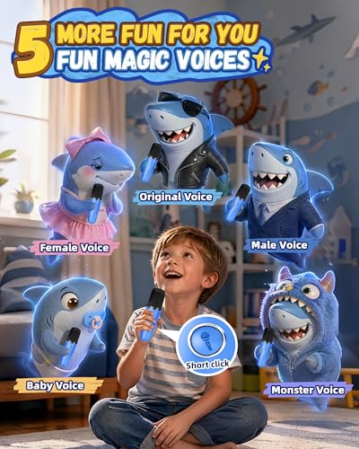 IROO Karaoke Machine for Kids Birthday Gifts for Girls Ages 4-12+ Years Old | 2026 Toys Ideas with 1-Month Karafun Premium, Mini Bluetooth Speaker With 2 Wireless Mics, MP3 Player for Family Home Party - color: Limited Edition Shark
