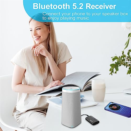 Bluetooth 5.2 Transmitter Receiver, Noise Cancelling 3.5mm AUX Bluetooth Car Adapter, Aptx Adaptive/HD Audio, Wireless HiFi Audio Receiver for Home Stereo/Headphones/TV/Car/Airplane