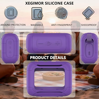 Silicone Cover and Hard Carrying Case for JBL Go 5 Bluetooth Speaker | Protective Cases for Go 5 Speaker Accessories, Scratch-Resistant and Drop-Proof Cover (Purple) - color: Purple