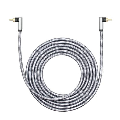 90 Degree RCA Dual Shielded Audio Cable 9FT, 24K Gold Plated Plug | Right Angle RCA Male to Male Digital Coaxial Audio Cable, Nylon Braided Wire for Amplifiers, Home Theater, Hi-Fi Systems etc - style: 3M/9FT