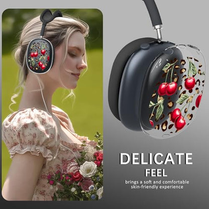 Joyland 3 in 1 Case for AirPods Max Headphones,Anti-Scratch Ear Pad Covers/Ear Cups,Leopard Print Soft TPU Ear Cups Cover for AirPods Max (2020 Lightning/2024 USB-C)-Clear Black - color: B-Leopard Print