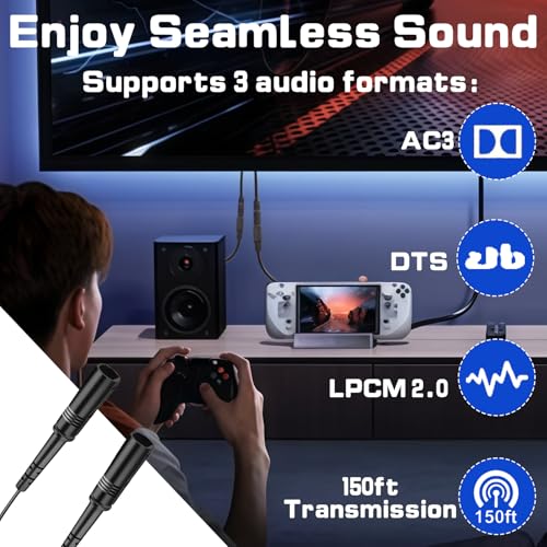 1 in 2 Out Digital Fiber Optic Optical Audio Splitter | 1 Male Input 2 Female Output, Supports LPCM/DTS, Compatible with Xbox, PS5, TV Box, Home Theatre