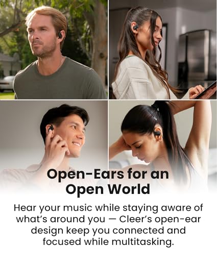 Cleer ARC 4 Plus Open Ear Earbuds with Dolby Audio,Black | True wireless Bluetooth with head tracking, IPX7 waterproof earhook,34H playtime, custom EQ,for sports, running & workout - color: Black