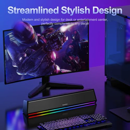 Bluedee Computer Speakers for Desktop PC, Bluetooth & USB PC Sound Bar RGB