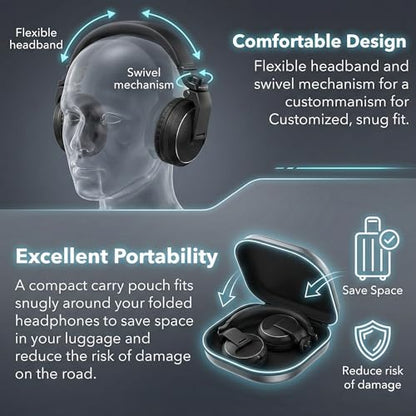 Pioneer DJ HDJ-X5 Over-Ear DJ Headphones - Black Bundle with Case and Austin Bazaar Polishing Cloth - color: HDJ-X5, style: Black