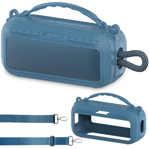 JCHPINE Silicone Cover Case for Bose SoundLink Plus Portable Speaker | Protective Soft Silicone Case with Carrying Handle and Shoulder Strap (Blue Dusk) - color: Blue Dusk Case