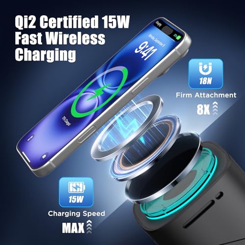 6-in-1 Charging Station, Desktop Charger with QI2 15W Wireless & 65W USB-C Hub, 3 USB-C + USB-A, Smart Power for iPhone, Android, Earbuds, Watch, Laptop for Office Desk & Nightstand (Black) - color: Black
