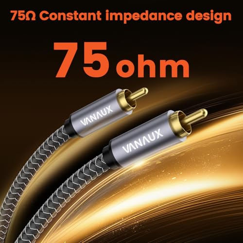 VANAUX Subwoofer Cable RCA/Phono Audio Cable (75 ohm,24K Gold-Plated, Double Shielded Digital Analogue,Male/Male) for Amplifiers,Home Theater,Hi-Fi Systems(2ft/0.6m) - size: 2