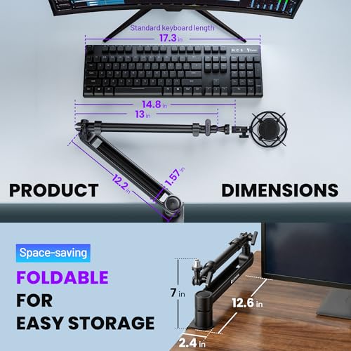 CAHAYA Desk Mount Mic Arm, Low Profile Boom Stand for Streaming, Black