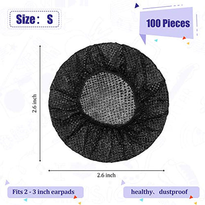 BBTO 100 Pcs Disposable Over Ear Headphone Covers Stretch,6.5 Cm,Black - color: Black, size: 6.5 cm