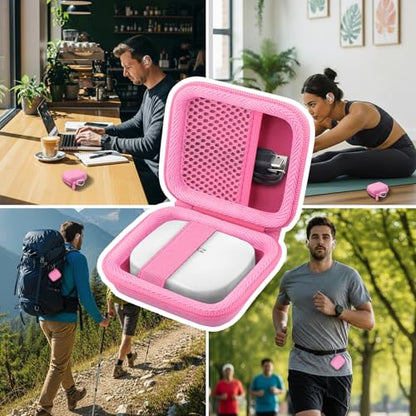 co2CREA SHOKZ OpenFit Pro 오픈 이어 이어버드용 하드 케이스, 핑크 | 메시 액세서리 포켓, 충전 케이블 보관, 경량 디자인, 카라비너 클립 - color: 핑크 케이스, style: OpenFit Pro용