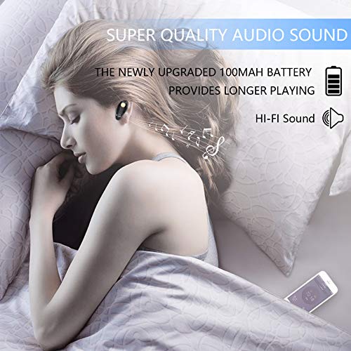 Kendir Bluetooth Headset, V5.0 Ultralight Wireless Headphone Cell Phone Earpiece with Mic Headsetcase,Volume Control, Handsfree Earbud,Compatible with Android/iPhone/Smartphones/Laptop - color: Black