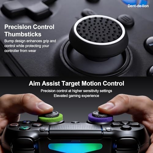 2-in-1 Solid Wood Headset Stand with Dual Game Controller Holder | Gaming Headphone Stand with Storage Base, 6 Joystick Sponge Rings and 8 Thumb Grips Gaming Equipment Accessories for Desk