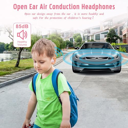 BANIGIPA Kids Headphones, Open Ear Headphones for Teens Child Boys Girls | Wireless Bluetooth 5.4 Headset w/ Built-in Mic for School/Tablet/Travel, 13g Ultra-Light, 85dB Protect Hearing, 10H Playtime - color: G03-Pink