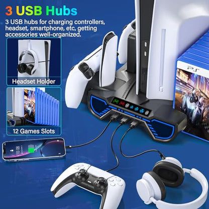 Cooling Station for PS5/Slim/Pro Standard Disc/Digital Console - color: Black