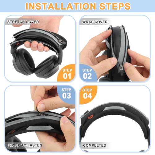 Universal Replacement Headphone Headband Cover, Headband Cushion Pad Cover Compatible with Sony, Bose, Beats, JBL Head Band Protector for Noise Canceling Stereo Headset (Black) - color: Black