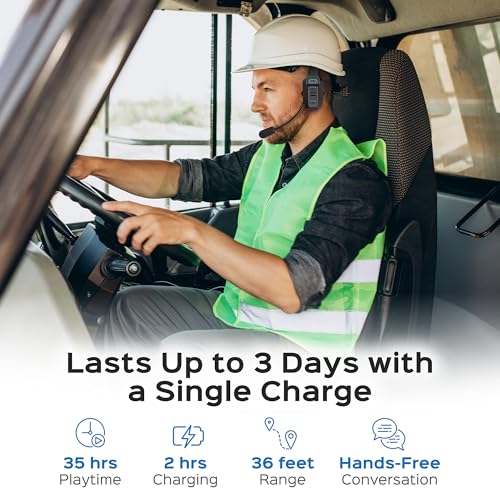 Philips Trucker Bluetooth Headset with Mic, Wireless Trucker Headset with AI Noise-Canceling Microphone & Instant Mute Button, Reliable Long Battery Life, Headphones for Drivers, Office, Call Centers