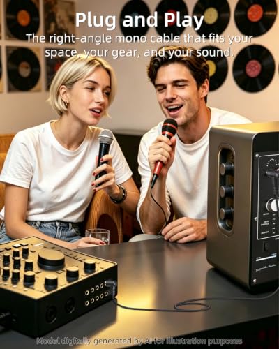 GELRHONR 6.35mm TS to RCA Cable, 1/4 Mono to 90 Grad RCA Male,2M,2Pack. | Right Angle 6.35mm TS to 90 Grad RCA Audio Cable, Insert Cable for Mixer/Effect Processor and Home Audio Systems - color: 90 grad TS to RCA